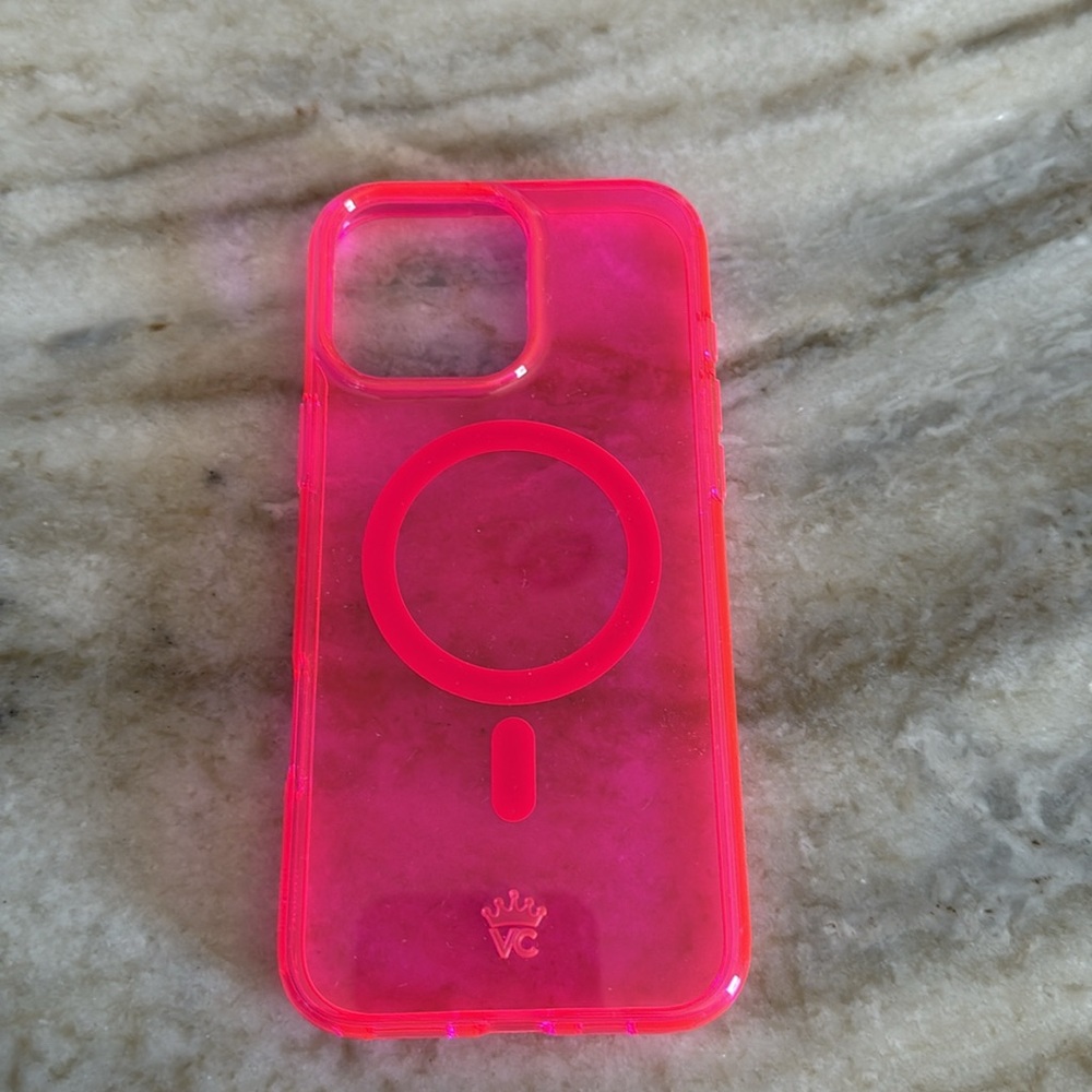 16 Pro Max VC Neon Pink Phone Case and Popsocket